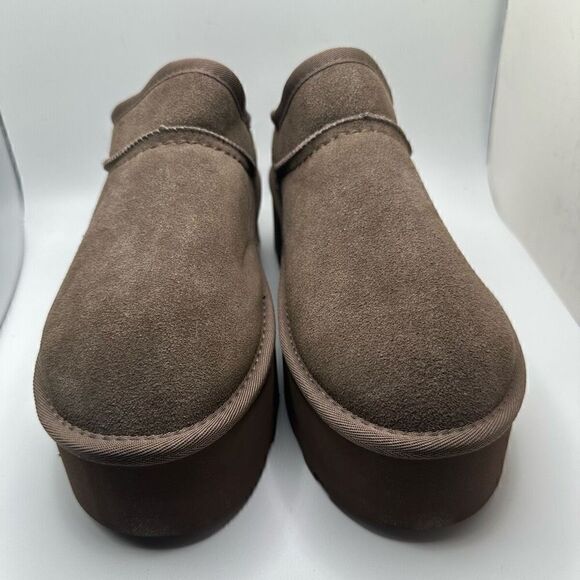 CUSHIONAIRE Women's Genuine Suede Cozy Mule Platform +Memory Foam 9 TAUPE - Picture 2 of 7